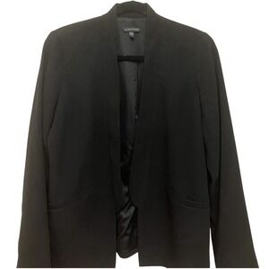 EILEEN FISHER Women's Tuxedo Style Open Front Blazer Jacket Black Pockets Size 6